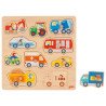 Puzzle à encastrer en bois avec bouton véhicule