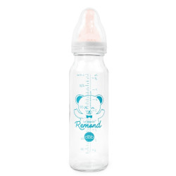 Biberon verre 240 ml, "régul'air", tétine nn caoutchouc - bl - Papouille