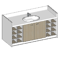 Table à langer sur mesure - 2000 (L) x 850 (Pf)mm + Un robinet douchette à équilibrage de pression DELABIE 2211LEP