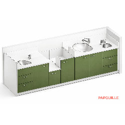 Meuble à langer 1 baignoire, 2 lavabos, 1 change debout - 330 x 850 cm