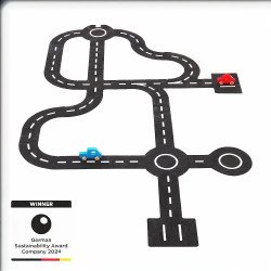 Circuit en feutre avec 2 voitures, 30 éléments