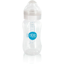 Biberon en tritan 330 ml tétine silicone 4 mois blanc transl - Papouille