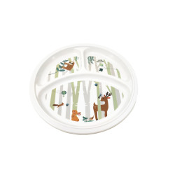 Assiette 3 compartiments mélamine animaux de la forêt - Papouille