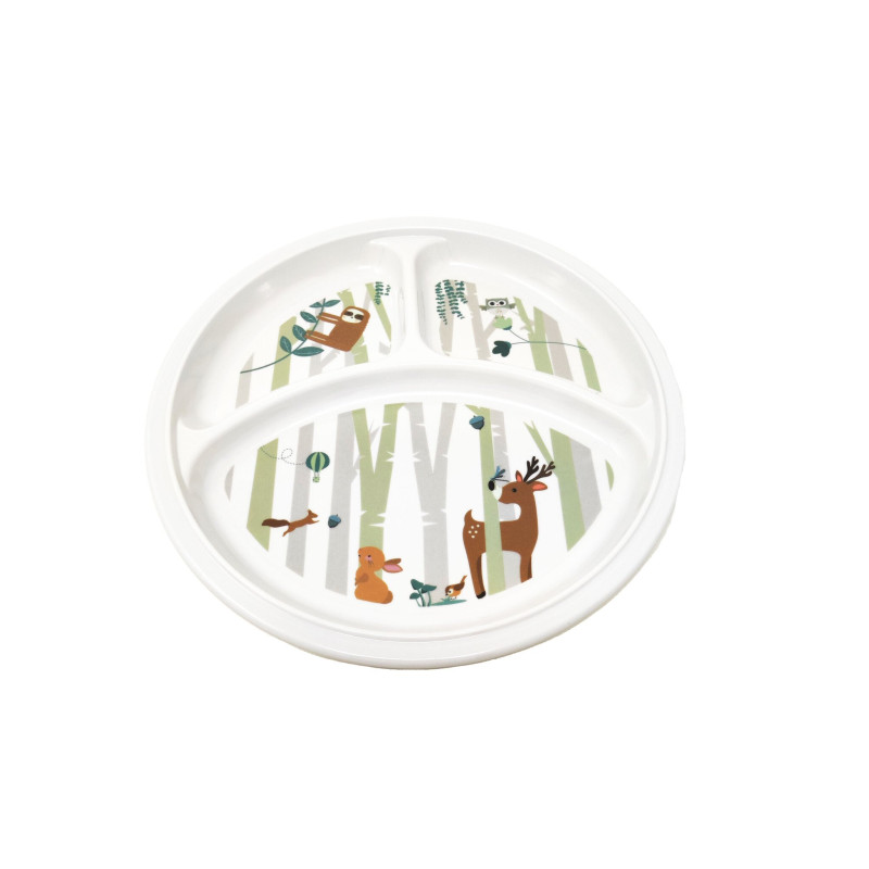 Assiette 3 compartiments mélamine animaux de la forêt - Papouille