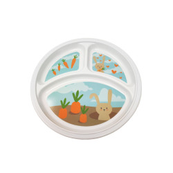 Assiette 3 compartiments mélamine lapin gourmet - Papouille