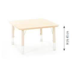 Square Table Owlaf 75 x 75 cm. incl. height-adjustable metal legs (beige) - melamine coating