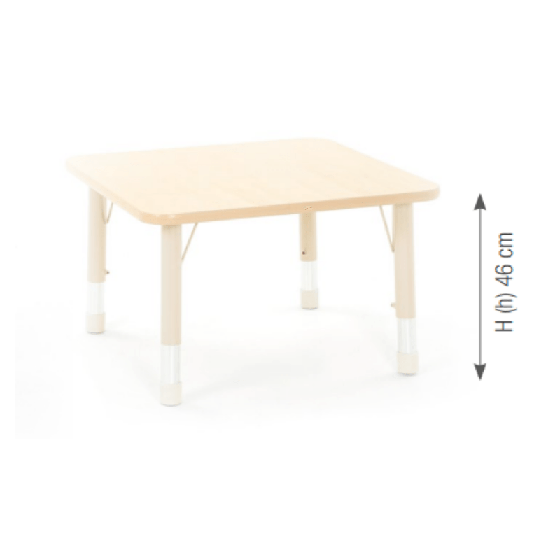 Square Table Owlaf 75 x 75 cm. incl. height-adjustable metal legs (beige) - melamine coating