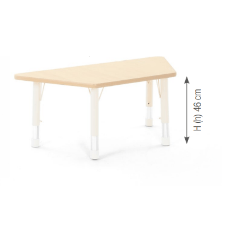 Trapezoidal Table Owlaf 120 x 60 cm. incl. height-adjustable metal legs (beige) - melamine coating
