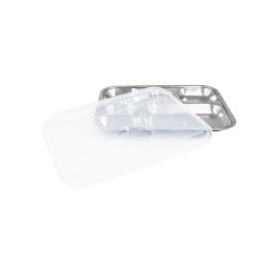 Plateau 5 compartiments inox 30,5 x 23,5 x 2,5 cm avec couve - Papouille