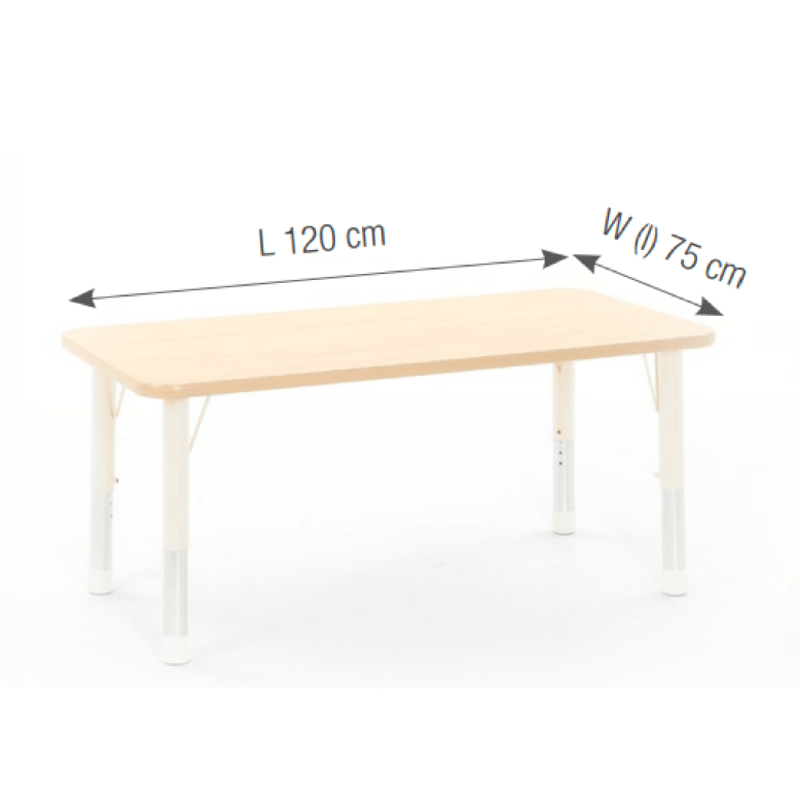 Rectangular Table Owlaf 120 x 75 cm. incl. height-adjustable metal legs (beige)- melamine coating