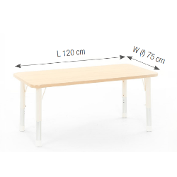 Rectangular Table Owlaf 120 x 75 cm. incl. height-adjustable metal legs (beige) - HPL surface