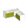 Meuble à langer d'angle sur mesure 2 cuves avec rangements - Papouille