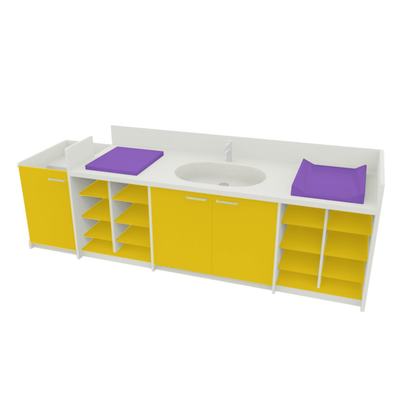 Meuble à langer 1 vasque 2 plan de lange avec escalier mimos - Papouille