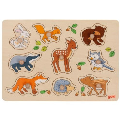 Animaux de la foret , puzzle d'encastrements à bouton - Papouille