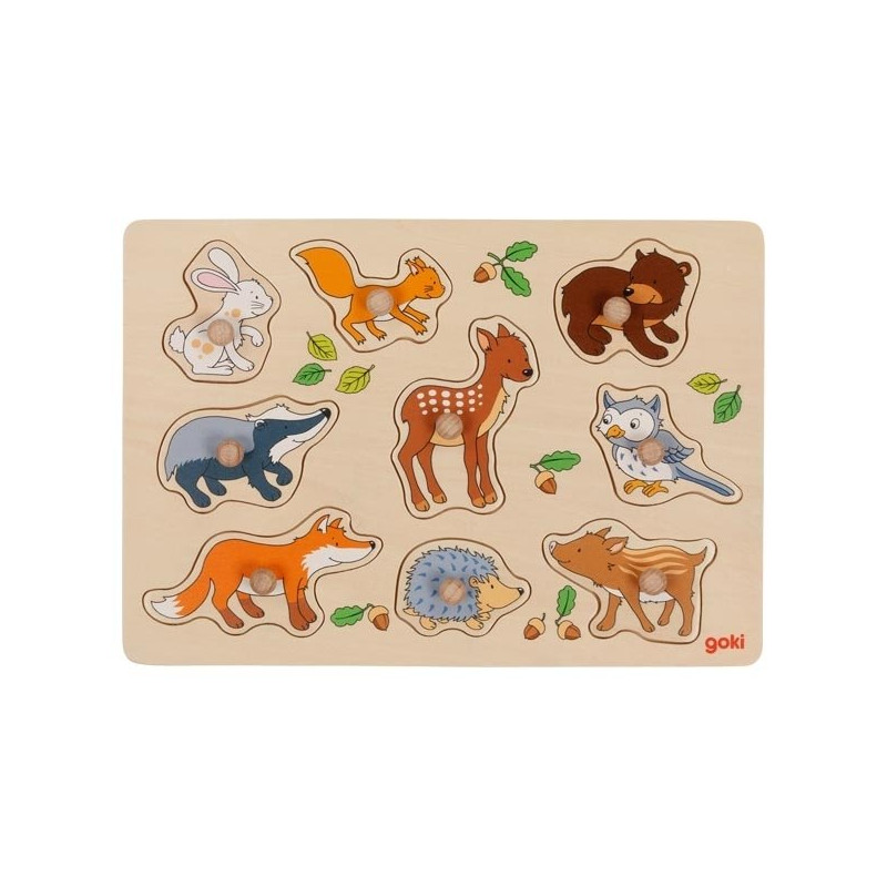 Animaux de la foret , puzzle d'encastrements à bouton - Papouille