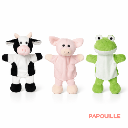 Marionnettes vache, cochon et grenouille (avec pattes) - Papouille