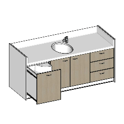 Table à langer 1 cuve avec meubles intégrés - 2200 x 850 mm