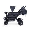 Quadruple Stroller - 4 Children - Black + Rain Cover + Sun Canopies