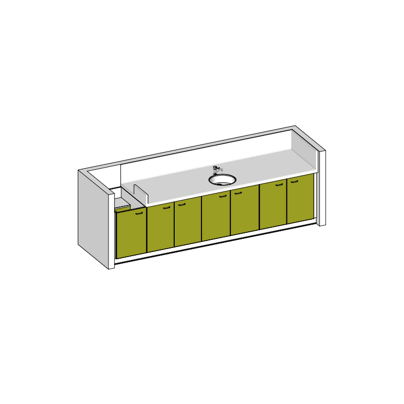 Table à langer avec cuve - 3370 x 850 mm