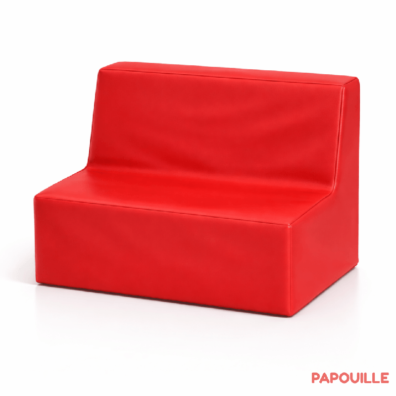Banquette enfant 2 à 3 places en mousse pvc h. 25cm rouge - Papouille