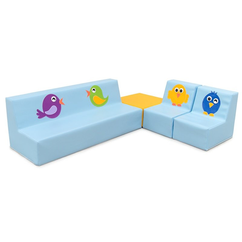 Ensemble canapé, fauteuils et table en mousse avec dessin oi - Papouille