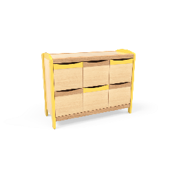 Meuble de rangement 6 cases crèche jaune - Papouille