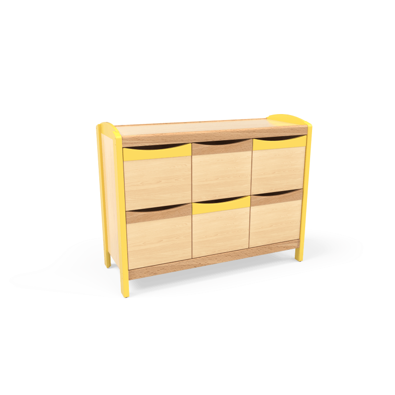 Meuble de rangement 6 cases crèche jaune - Papouille