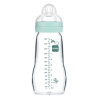Biberon Verre MAM 260ml 0 à 6 mois Tétine Débit 2 aqua - Papouille