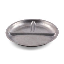 Assiette ronde 3 compartiments - Inox micro-ondable