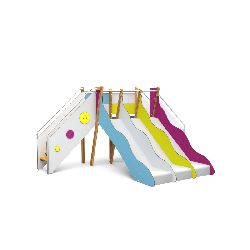 Structure de jeux évolutif 3 toboggans H 114 cm - Tobo'Gliss fixations courtes