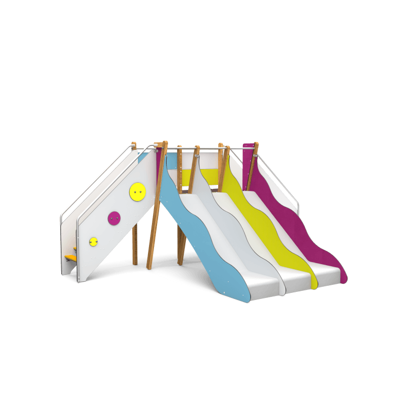 Structure de jeux évolutif 3 toboggans H 114 cm - Tobo'Gliss fixations courtes