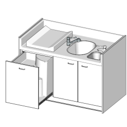 Meuble a langer avec baignoire et lave mains - Papouille