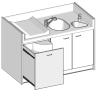 Meuble a langer avec baignoire et lave mains - Papouille