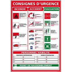 Signalétique consigne d'urgence - 21 x 15 cm