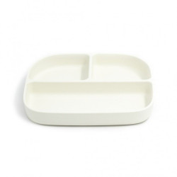 Assiette en pla 3 compartiments rectangulaire blanc écologiq - Papouille