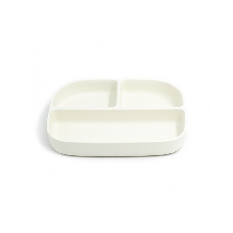Assiette en pla 3 compartiments rectangulaire blanc écologiq - Papouille