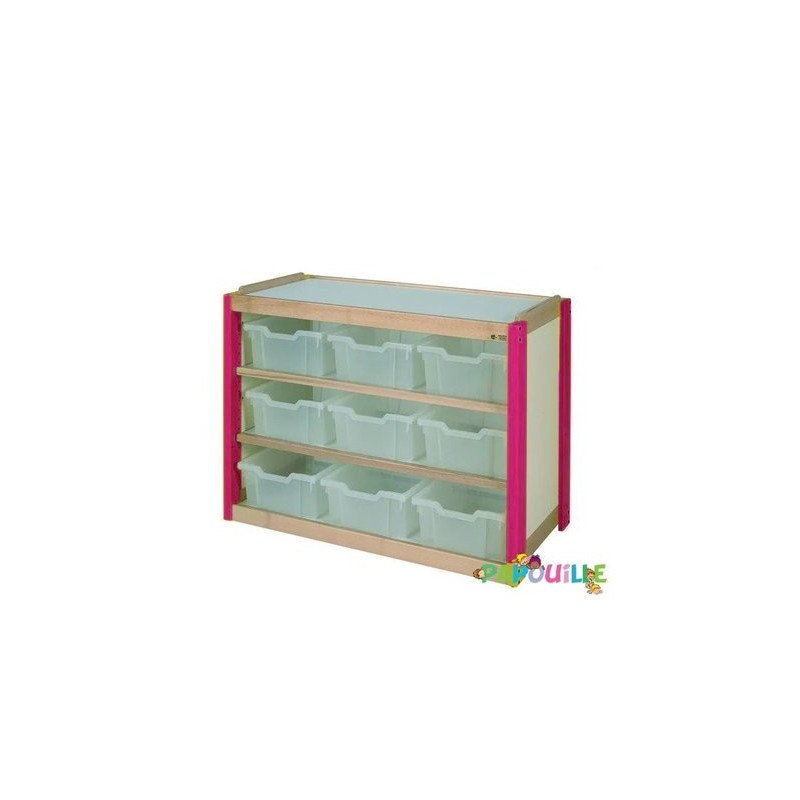 Meuble de rangement 9 casiers translucides jaune