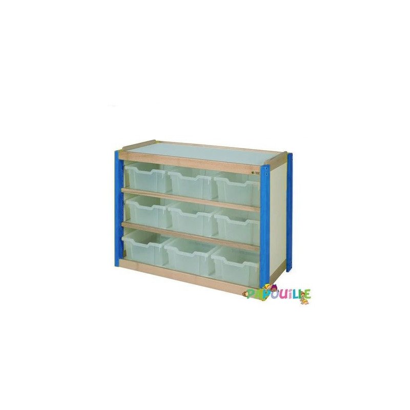 Meuble de rangement 9 casiers translucides jaune
