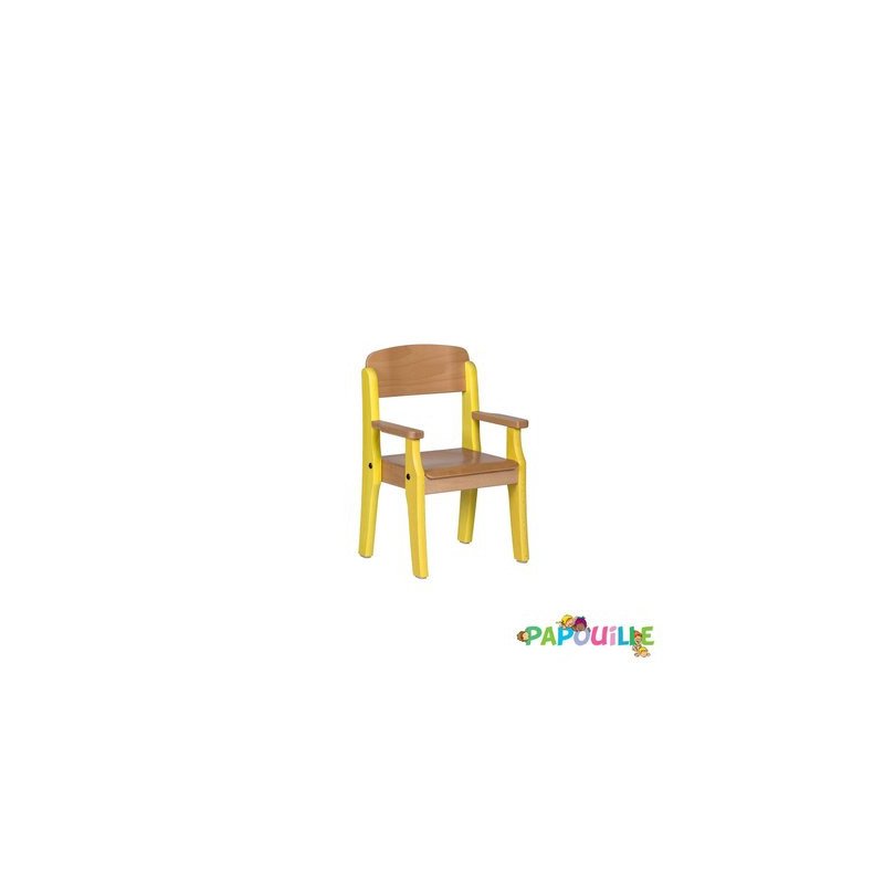 Fauteuil enfant en bois avec accoudoir t2 h.31cm vernis