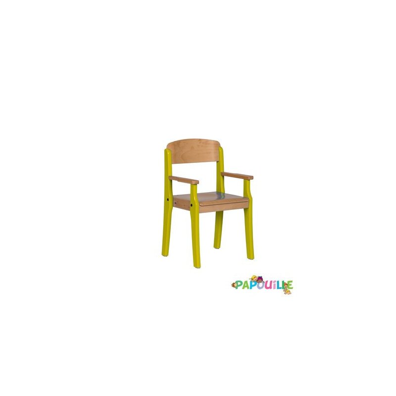 Fauteuil enfant en bois avec accoudoir t3 h.35cm vernis