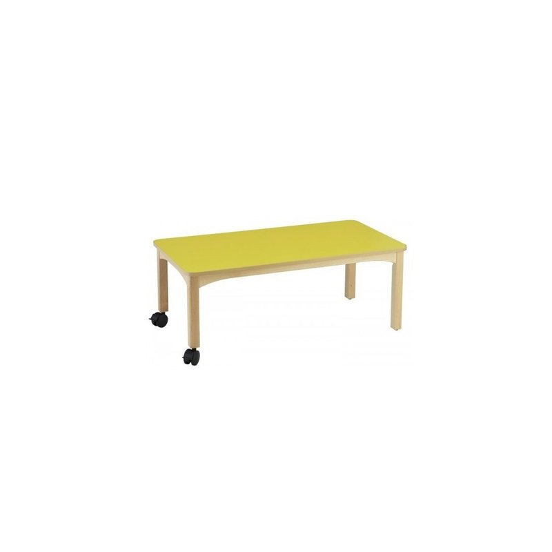 Table en bois à roulettes 120x60cm h.36cm t00 naturel