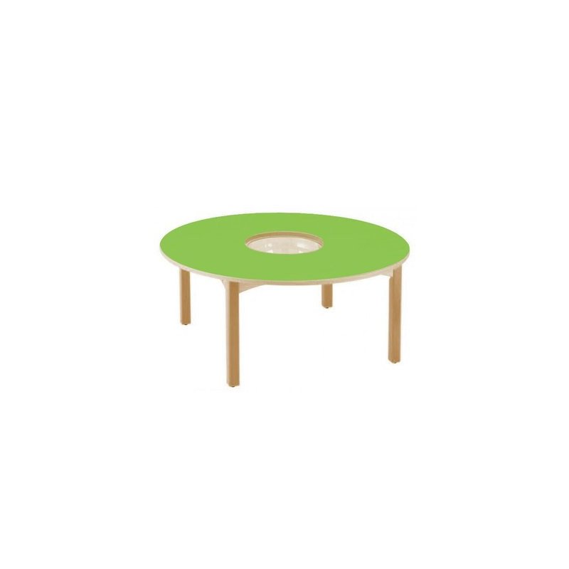 Table en bois ronde à bac central t00 h36 naturel
