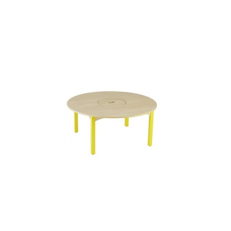 Table en bois a bac central t3 h59 vernis