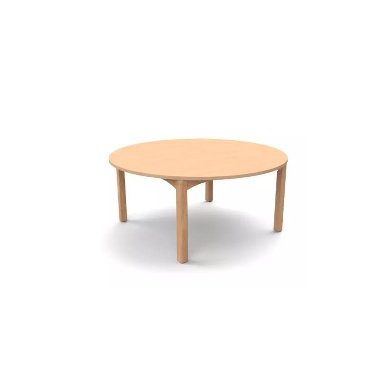 Table ronde en bois 4 pieds t0 naturel - Papouille