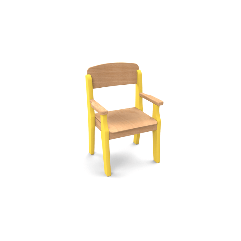 Fauteuil enfant en bois avec accoudoir t1 h.26cm vernis