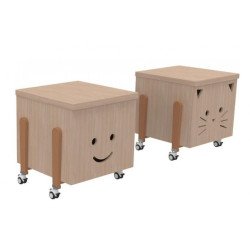 Coffre à jouets mobile sur roulettes rigolo