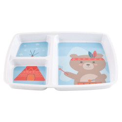 Plateau bébé 3 compartiments en mélamine ourson - Papouille