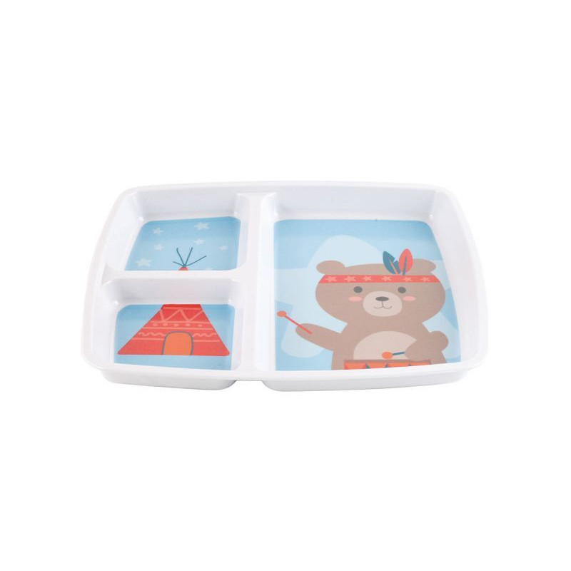 Plateau bébé 3 compartiments en mélamine ourson - Papouille