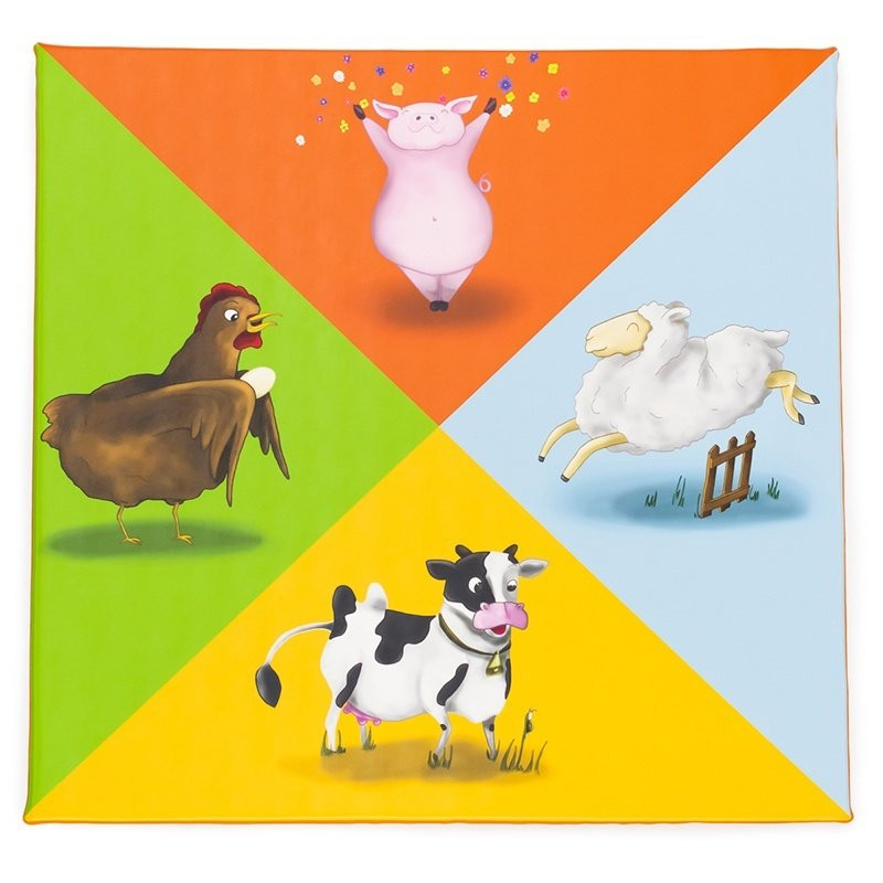 Tapis de gym ludique les animaux de la ferme 130 x 130 x 3 c - Papouille