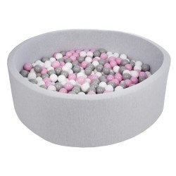 Piscine à balles pour bébé avec 600 balles 125x30cm gris clair balles rouge